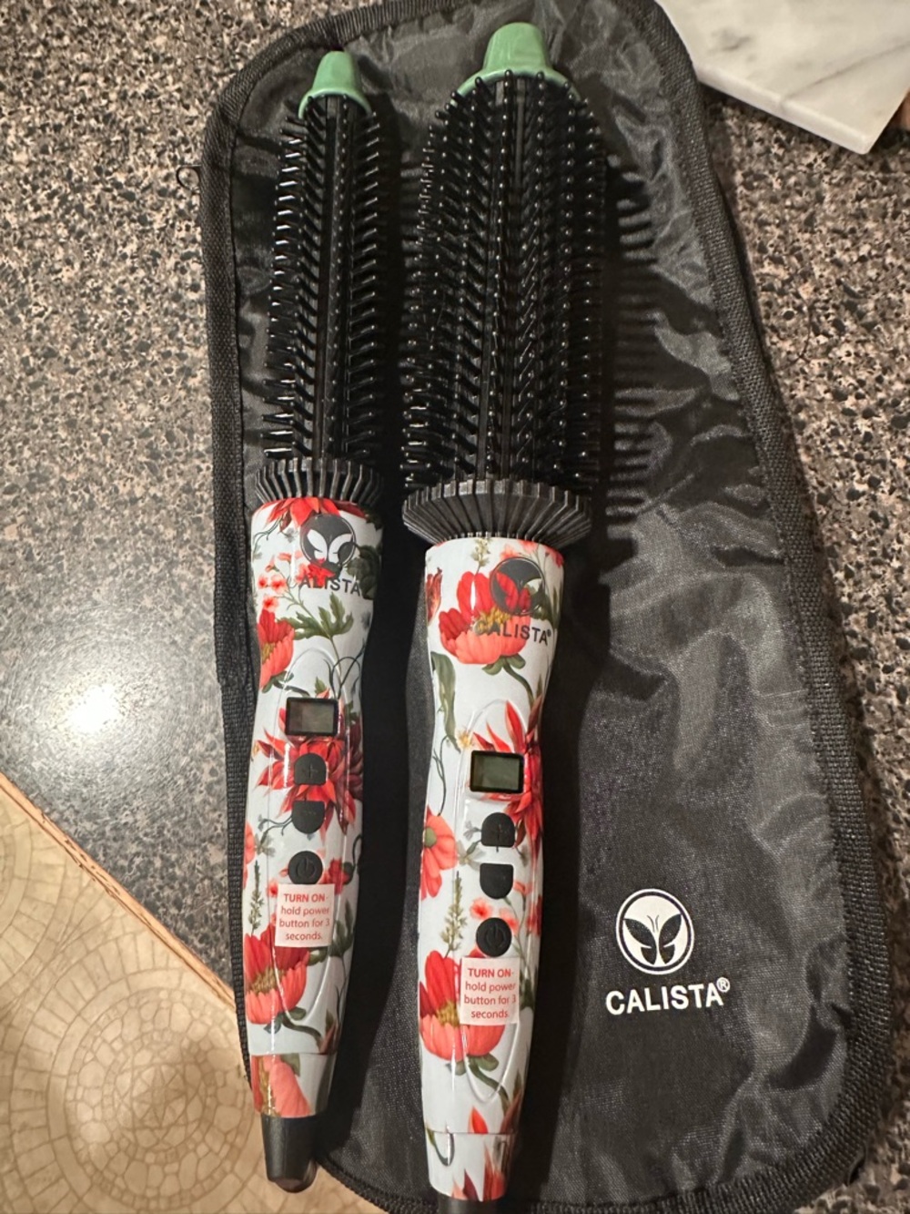 Calista Floral Heated Styling Brushes - White/Green - Picture 3 of 6